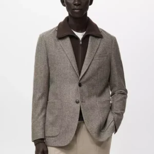 Slim fit wool blend blazer