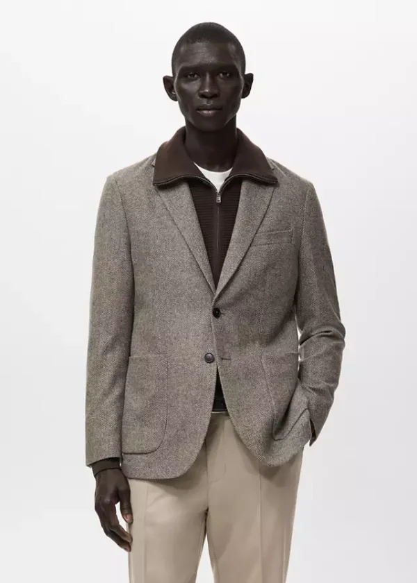 Slim fit wool blend blazer