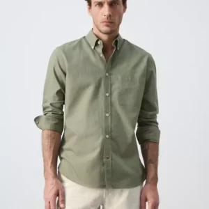 Striped regular-fit 100% cotton Oxford shirt
