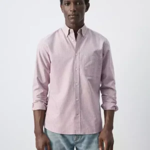 Striped regular-fit 100% cotton Oxford shirt